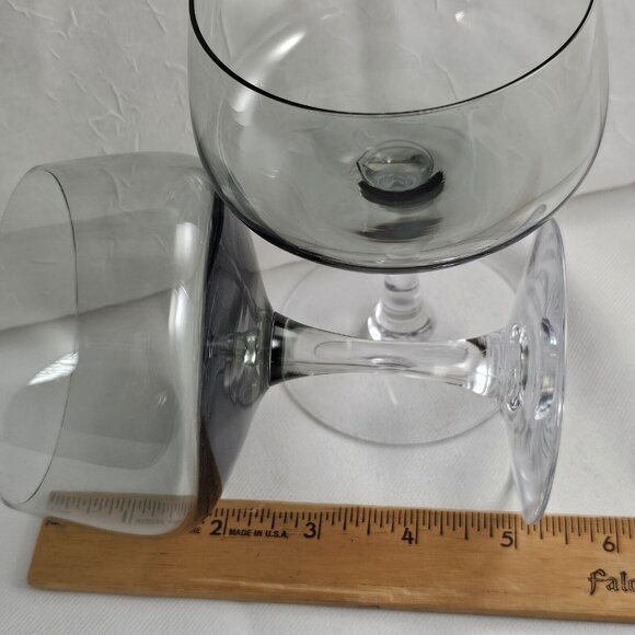 Fostoria  Glamour Gray Champagne Coupes 5" set-2 dessert glasses MCM minimalist - Picture 9 of 10